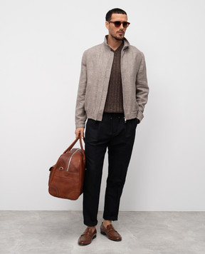 Brunello Cucinelli Коричневый пуловер с коротким рукавом M2L707602