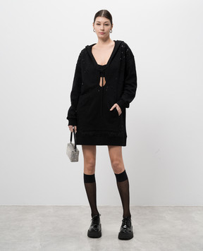 Twinset Черное платье-худи с бусинами 251AP2060