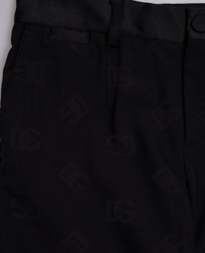 Dolce&Gabbana Детские черные брюки с шерстью с узором логотипа L44P04FJBAK