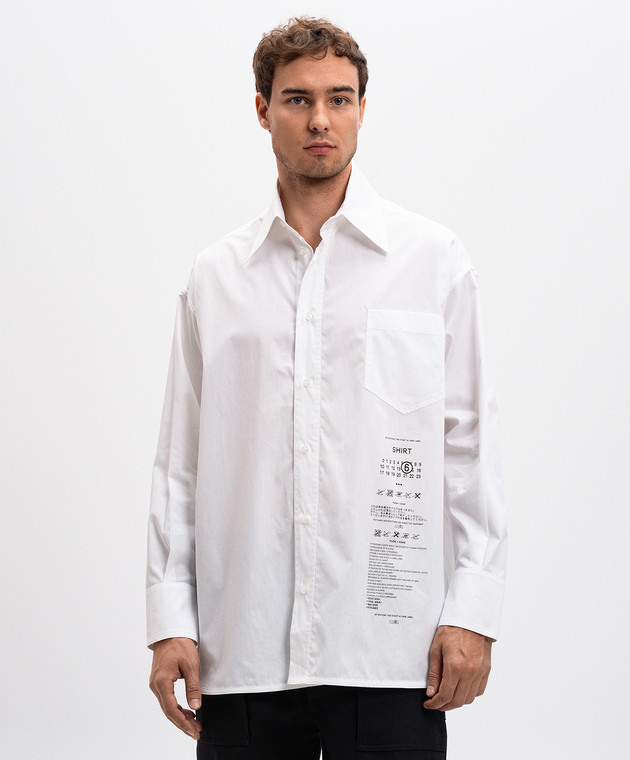 Maison Margiela MM6 Белая рубашка с принтом логотипа SH0DT0014M35152 изображение 3