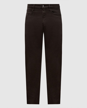 Loro Piana Коричневые джинсы с кожаным патчем логотипа FAP3991