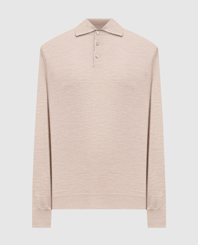 Brunello Cucinelli Бежевое меланжевое поло из шерсти и кашемира M2400295