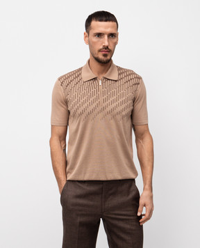 Bertolo Cashmere Коричневое поло с шелком с тканым узором. 902456002491