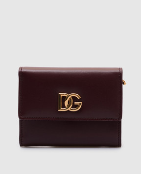 Dolce&Gabbana Бордовый кожаный портмоне с монограммой логотипа BI3338A9M75