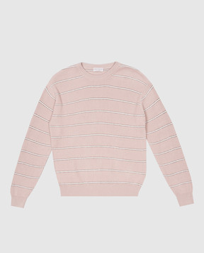 Brunello Cucinelli Дитячий рожевий джемпер в смужку з люрексом B19M18300C