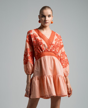 Ermanno Scervino Помаранчева сукня з льоном з вишивкою D444Q303LZS