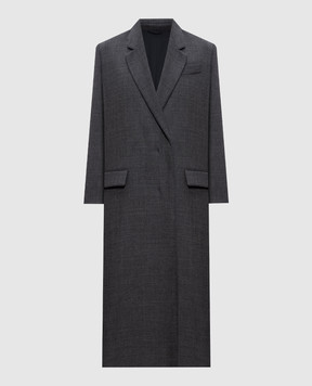 Brunello Cucinelli Сіре двобортне пальто з вовни MD5739860