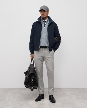 Brunello Cucinelli Синяя двусторонняя куртка из кашемира MY4799802