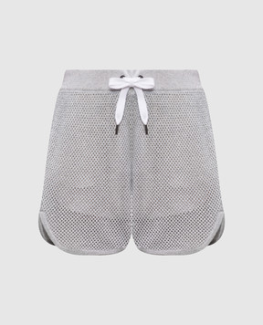 Brunello Cucinelli Серые ажурные шорты с люрексом MLK123989