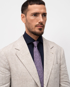Brunello Cucinelli Фиолетовый галстук из шелка в узор. MR8790018
