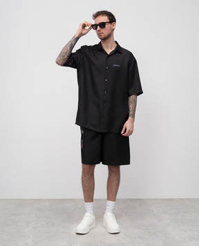 Off-White Черная рубашка из шелка с принтом Barber Arrow OMGG013S25FAB009