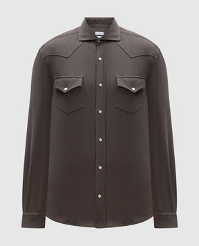 Brunello Cucinelli Коричневая рубашка с шелком MW8666666