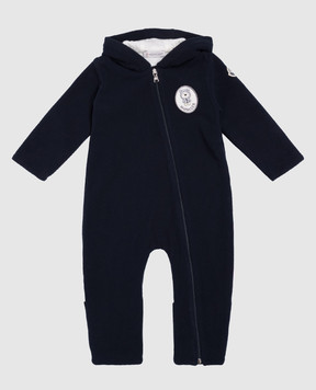 Moncler ENFANT Дитячий синій комбінезон з нашивкою логотипа J29518L0000180093