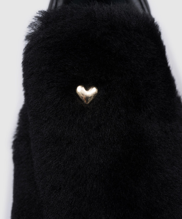 Twinset Черные кожаные слипоны с мехом CA7THN изображение 5