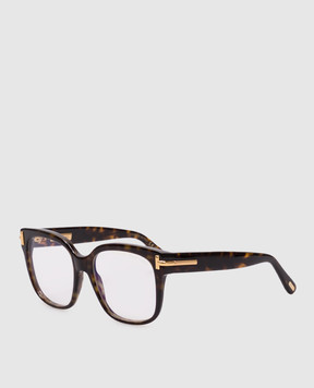Tom Ford Коричневі окуляри BLUE BLOCK з ефектом черепахового панцира FT6030B