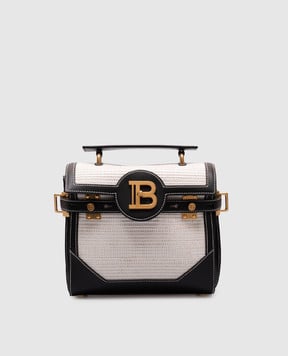 Balmain Бежевая комбинированная сумка Raffia B-Buzz 23 EN0DB530TRHS