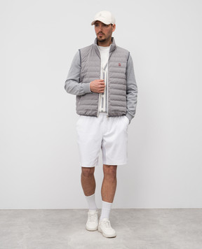 Brunello Cucinelli Серый пуховый жилет с вышивкой логотипа логотип MM49A7460G