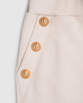 Balmain Дитячі бежеві штани з відворотами BX6A40Z3183