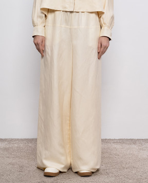 Max Mara Желтые штаны ONORE из льна и шелка. ONORE