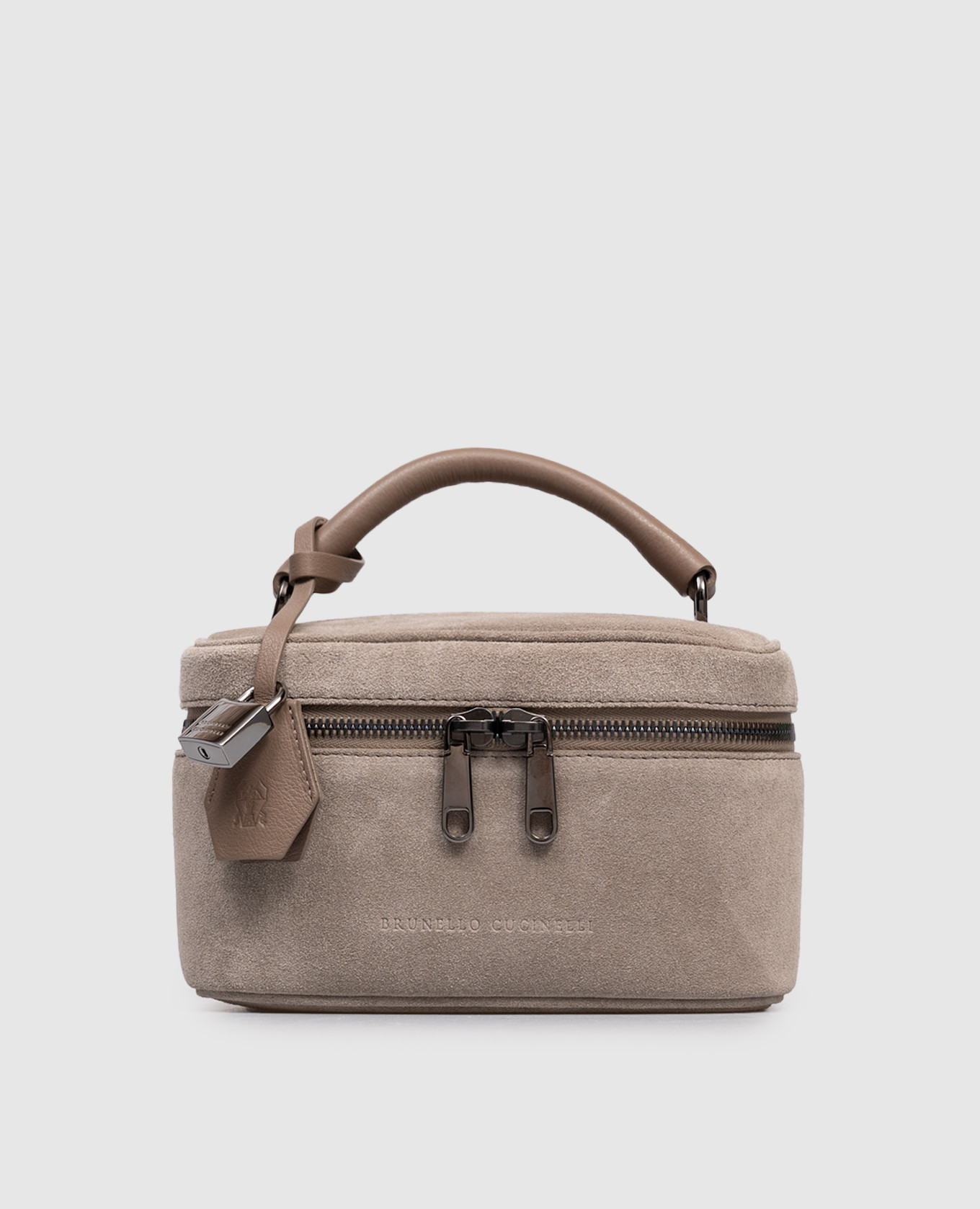 

Серая замшевая сумка с логотипом, Серый, Сумки через плечо