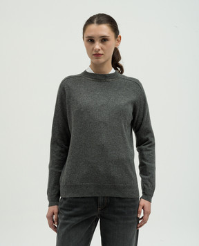 Brunello Cucinelli Серый джемпер из кашемира с цепочкой мониль M12167900P