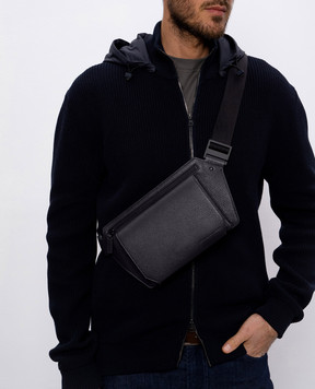 Cashmere&Whiskey Синя шкіряна поясна сумка з тисненням логотипа BUMBAG