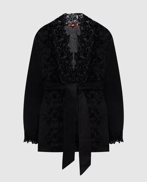 Ermanno Scervino Черный кардиган на запах из льна D464Q300NZR