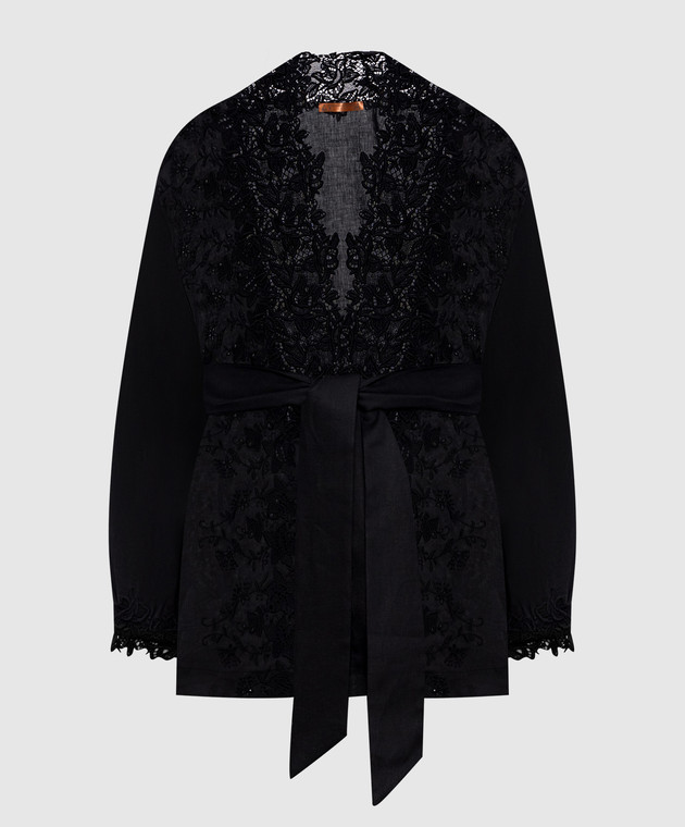 Ermanno Scervino - Черный кардиган на запах из льна D464Q300NZR