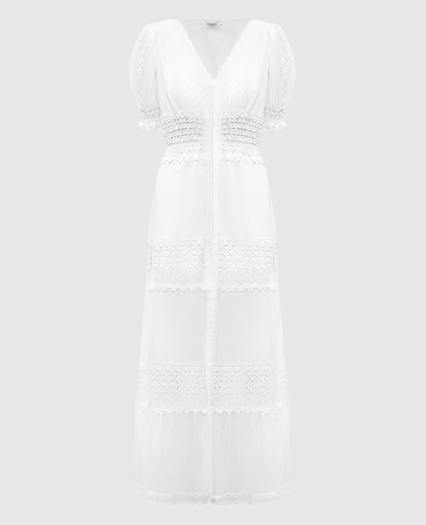 White Clemence midi dress with lace