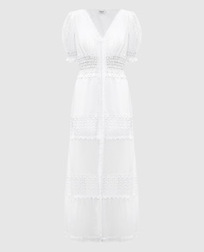 Charo Ruiz Белое платье миди Clemence с кружевом 221631