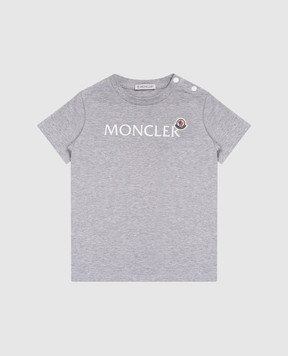 Moncler ENFANT Дитяча сіра меланжева футболка з принтом логотипа J29518C000058790N