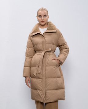 Be Florence Бежевий пуховик з хутром норки BE2454