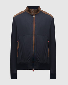 Kiton Синя куртка з вставками із замші UW2141V0834F