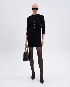 Balmain Чорна спідниця міні у візерунок емблеми PB FF1LB197KI63