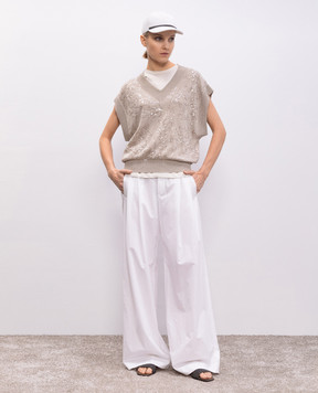 Brunello Cucinelli Білі штани з ланцюжком моніль ML949P8509