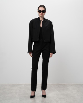 Max Mara Sportmax Черная куртка FIOCCHI из шерсти с брендовым кристаллом FIOCCHI