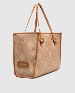 Gianni Chiarini Бежева плетена сумка-тоут Marcella з логотипом BS6850CAPRI