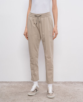 Brunello Cucinelli Бежевые спортивные штаны с цепочкой мониль MP827FB799