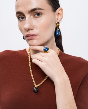 House of Fou Золотиста каблучка Lake Pinkie Sea з позолотою 22 карат BOLD