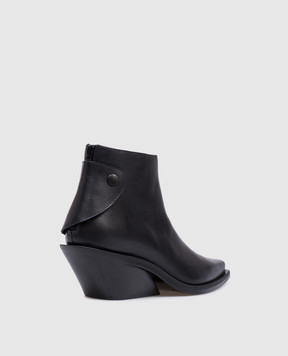 Ann Demeulemeester Чорні шкіряні козаки Kay Pointy 2402WA34LT141