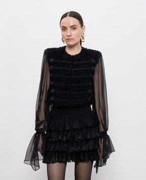 Balmain Чорний твідовий жакет з шовком FF1HR140MH42