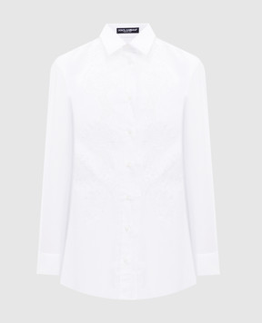 Dolce&Gabbana Біла блуза з мереживом F5T32TFUEAJ