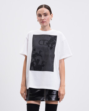 Twinset Біла футболка з квітковою вишивкою 252TP2053