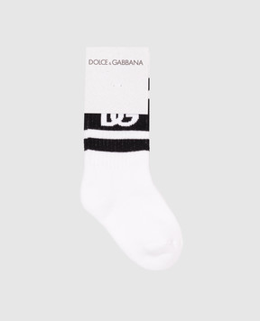 Dolce&Gabbana Дитячі білі шкарпетки з візерунком млоготипа LBKAC5JBCAC