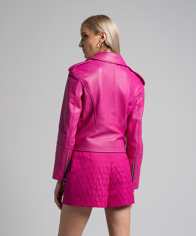 Babe Pay Pls Розовая кожаная косуха 2307PAULA изображение 4