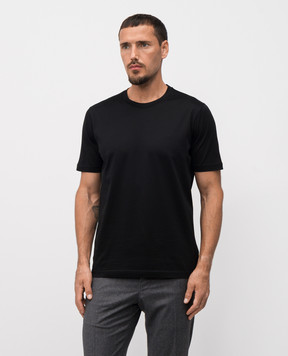 Bertolo Cashmere Чорна футболка з вишивкою емблеми 000252001912