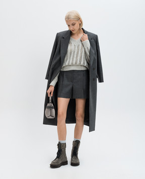 Brunello Cucinelli Бежевий топ із шовку з фігурним низом M0C59E0600