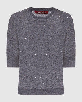 Max Mara Серый топ PATRIK из шелка и шерсти в узор Argyle PATRIK