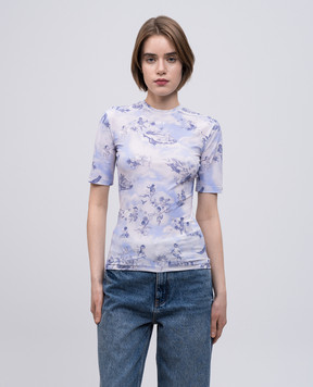 Off-White Блакитна футболка в принт в стилі фрески OWAD26IS25JER001