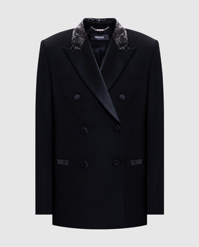 Versace Чорний двобортний жакет з вовни 10201161A14592